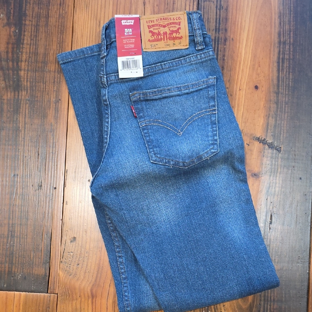 Levi's 511 Boys Slim Straight Blue Jeans / Boys Denim Pants / Size 12 New w/Tags
